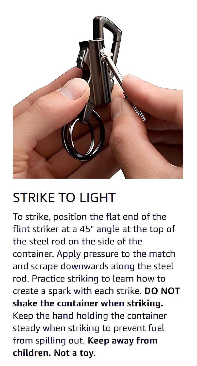 Keychain Lighter (Not Contain Lighter Fluid) ,Permanent Match Keychains,Reusable Fire Starter Key Ring, Hidden Forever Lighter Keychain,for Outdoor Survival Gift for Men,Mini Waterproof Lighters