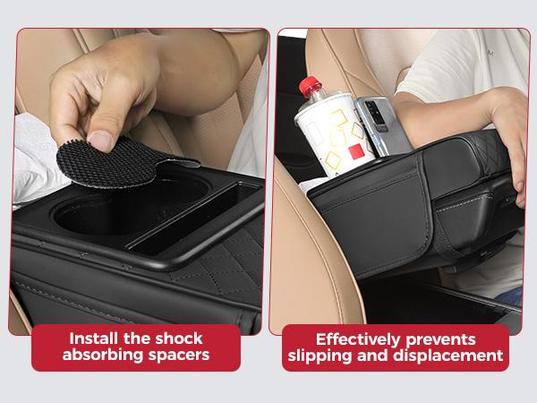 FREESOO PU Leather Car Central Elbow Pad Armrest Box Heightening Storage Box Cup Holder Tissue Box Auto Interior Accessories
