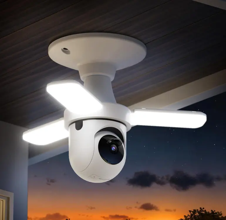 Outdoor WiFi Security Camera, 3K Resolution, 3-Leaf Adjustable 1800LM Dimmable LED Light, 355°Pan-90°Tilt PTZ, Motion Detection, 2-Way Audio for Home Surveillance