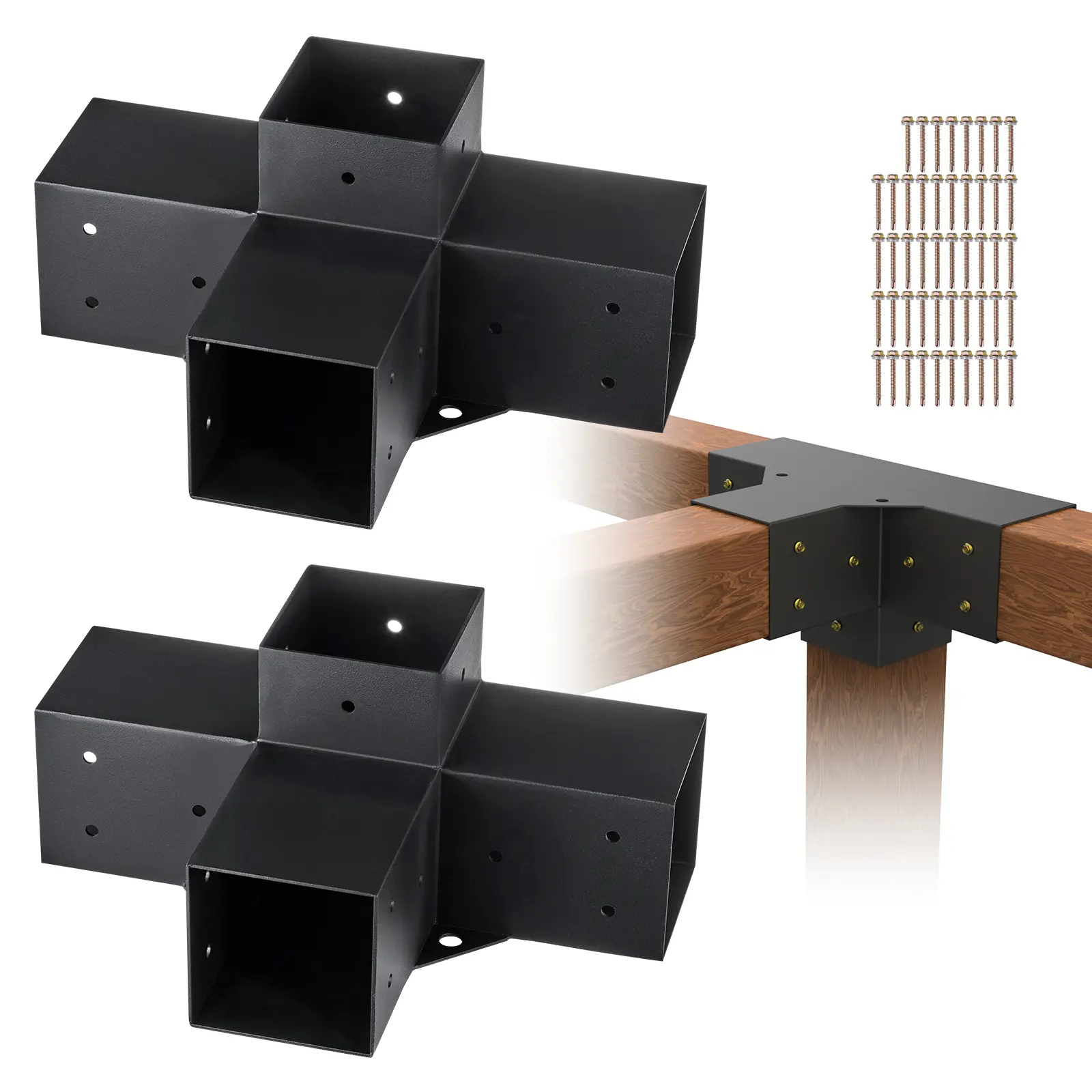 【Summerfinds】VEVOR 4''x4'' Pergola Bracket Kit2pcs Sturdy 4-Way Heavy Duty Corner BracketEasy-Install Woodworks DIY Post Base Kit for GazebosPatio PergolasOutdoor HardwareSturdy Bracket, Sturdy Bracket