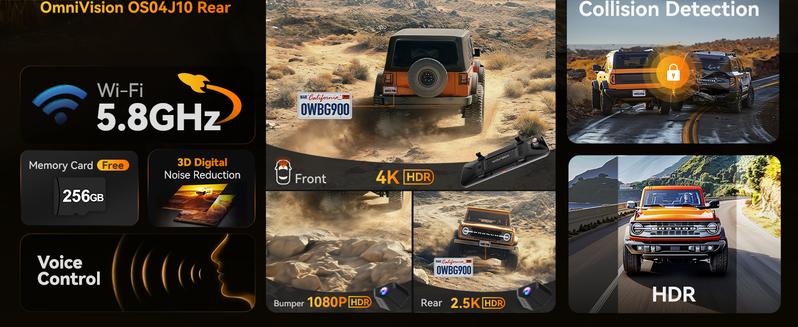 WOLFBOX G900 Tripro Bumper Version 3 4K Mirror Dash Cam with STARVIS 2 IMX678 Night Vision 5.8GHz WiFi Voice Control 256GB Card GPS Included Automotive Dashcam TikTokShopHolidayHaul