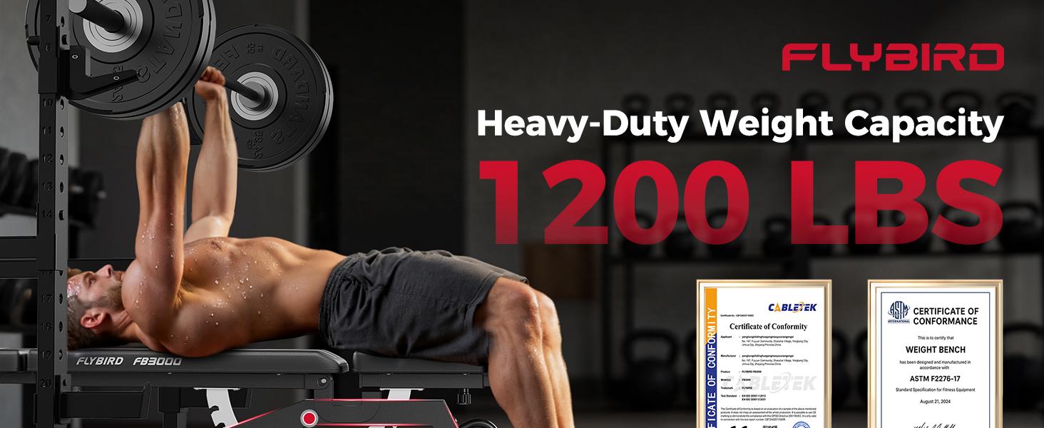 FLYBIRD Strength Training Bench for Home Gym, Adjustable Weight Bench can be Folded for Storage/Vertical Storage, Space-Saving Workout Bench