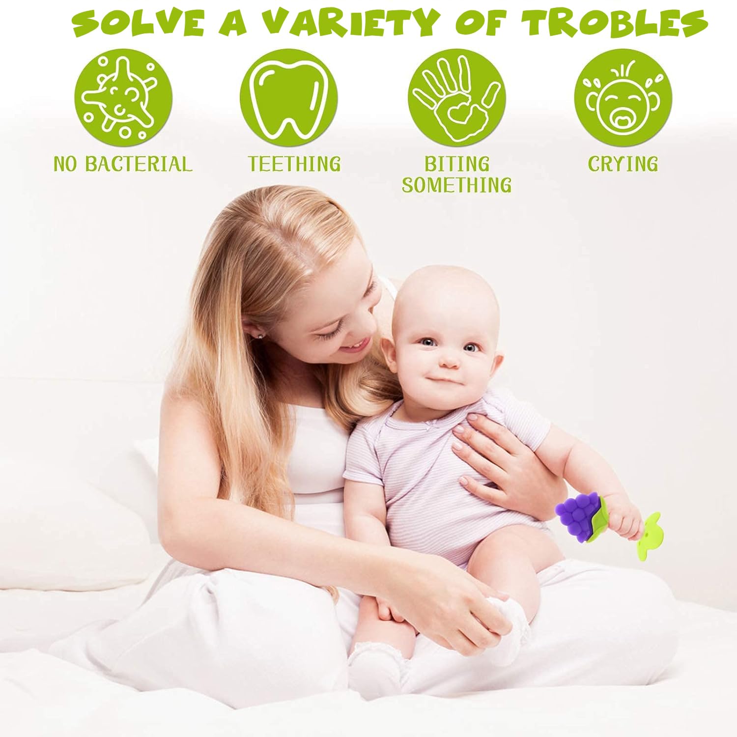 5-Pack Soft Fruit Silicone Teething Toys for Babies (0–12 Months) – Chill-and-Chew Stick-and Freeze Safe Infant Teethers