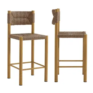 Parkland Outdoor Patio Rattan and Aluminum Counter Stools Set of 2 in Natural