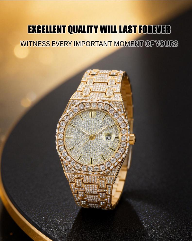 Luxury Rhinestone Embellished Jumpstart sale Classic round dial -Dial Quartz Watch with Gift BoxIncluded Fashion Timeless Classic Watch Holiday Haul  Flash Sale diamond men  Shine at work, lead with brilliance.