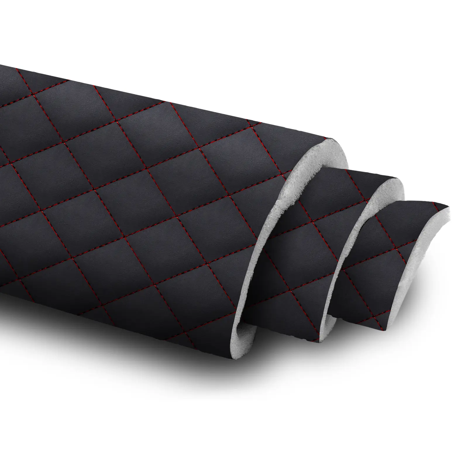 63" Wide Thick Quilted Nappa Leather Fabric, Diamond-Design Waterproof Material with Foam Layer, DIY Car Headliner Upholstery & Home Furniture Decoration Fabric Sold by Yard
