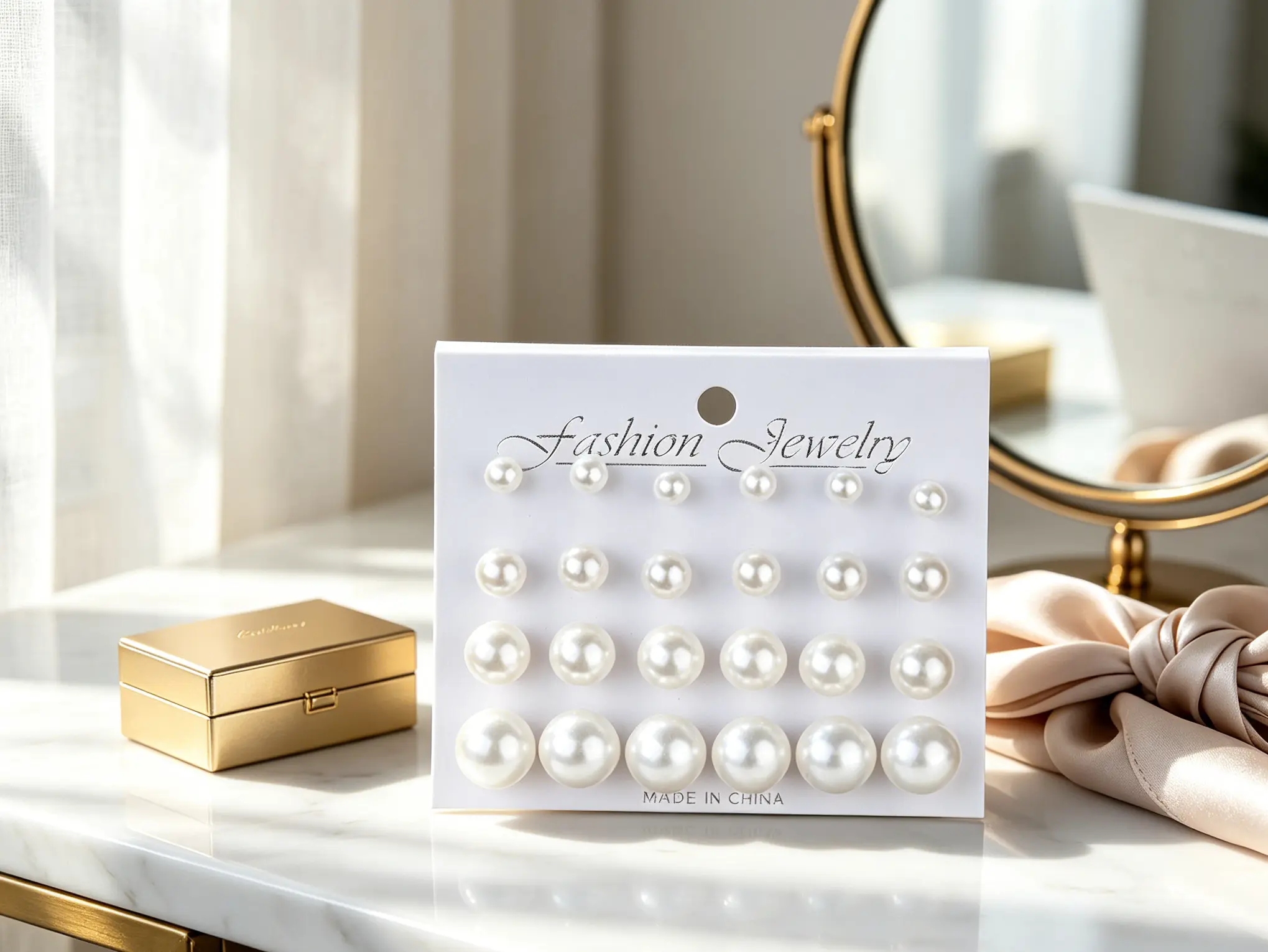 Women's Pearl Stud Earrings — White Pearl Earrings & Bridal Faux Pearl Jewelry Set — Suitable for Weddings, Birthdays, Christmas, and Other Occasions