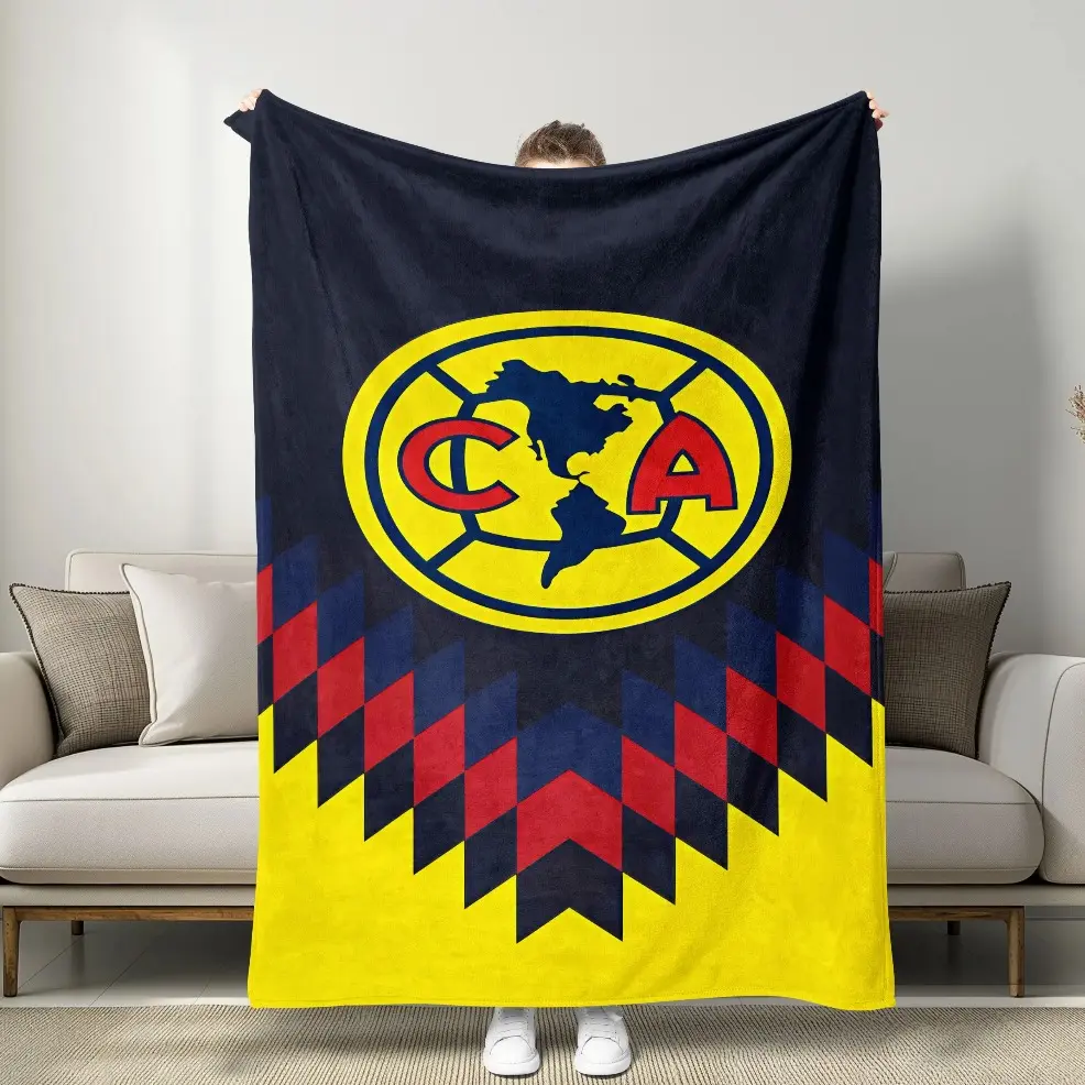 Mexico America Football Club Colorblock Geometric Fan Blanket,Baby blankets and adult blankets Classic Blue C.A. Team Logo Ultra Soft Skin‑Friendly Flannel Throw Blanket, Ideal for Sofa, Bedroom & Daily Use, Perfect Christmas & Holiday Gift for Soccer