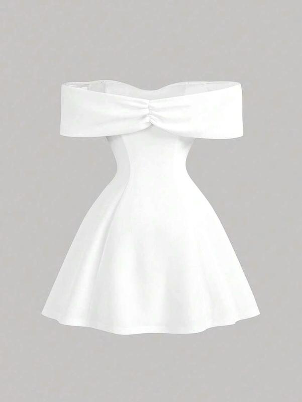 Women’s Pink Off-The-Shoulder Bowknot Mini Cocktail Dress – Elegant Party & Date Night Dress