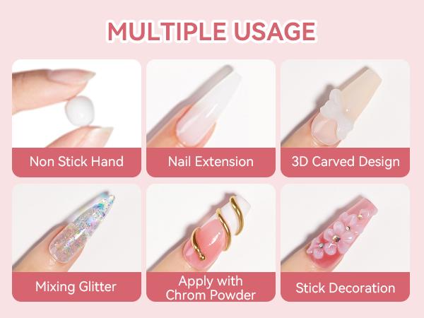 3D Flower Sculpting Solid Builder Gel for Nails – Non-Sticky Carving Hard Gel with Dual Forms for Nail Art & Extension