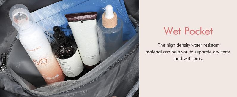 KooKoomia Travel Bag with Shoe Compartment USB Charging Port, Yoga Mat Pocket, Trolley Sleeve, Carry on Overnight Hospital Duffel Weekender Bag,Gym Bag  for Women, Black