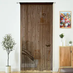 Yaoyue Beaded Curtain Door String Curtains for Doorways Tassels Beads Hanging Fringe Hippie Window Hallway Entrance Wall Closet Bedroom Privacy Decor (Dark Brown, 39" W X 110" L (Pack of 1)) YaoYue