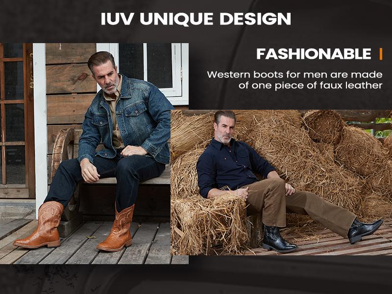 Cowboy Boots for Men Western Men's Boots with Classic Embroidered Durable Short Boots Slip on Square Toe Boots Slip Resistant Country Boots Chunky Heel Ankle Cowboy Boots for Men Western Men's Boots with Classic Embroidered Durable Short Boots Slip on Square Toe Boots Slip Resistant Country Boots Chunky Heel Ankle