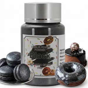 Edible Luster Dust, 30 Grams Food Grade Black Cake Dust Metallic Shimmer Christmas Food Coloring Powder for Cake Decorating, Baking, Fondant, Gumpaste, Chocolate, Candy, Drinks, Cookies -black