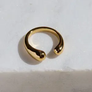 Gold Waterproof Double Round-Ended Ring