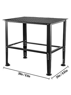 VEVOR Welding Table, 36" x 24" Steel Welding Workbench Table, 0.12-inch Thick Industrial Workbench, 600lb Loading Capacity Work Bench, Heavy Duty Carbon Steel Work Table with Adjustable Feet
