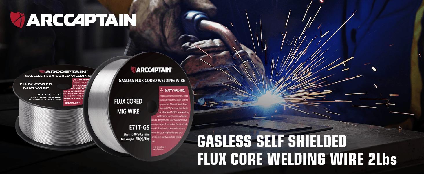 ARCCAPTAIN Flux Core Welding Wire .030'' .035'' E71T-GS Mig Welding Wire 2-Pound Spool Gasless Mild Carbon Steel Compatible With Lincoln Miller Forney Harbor Welder