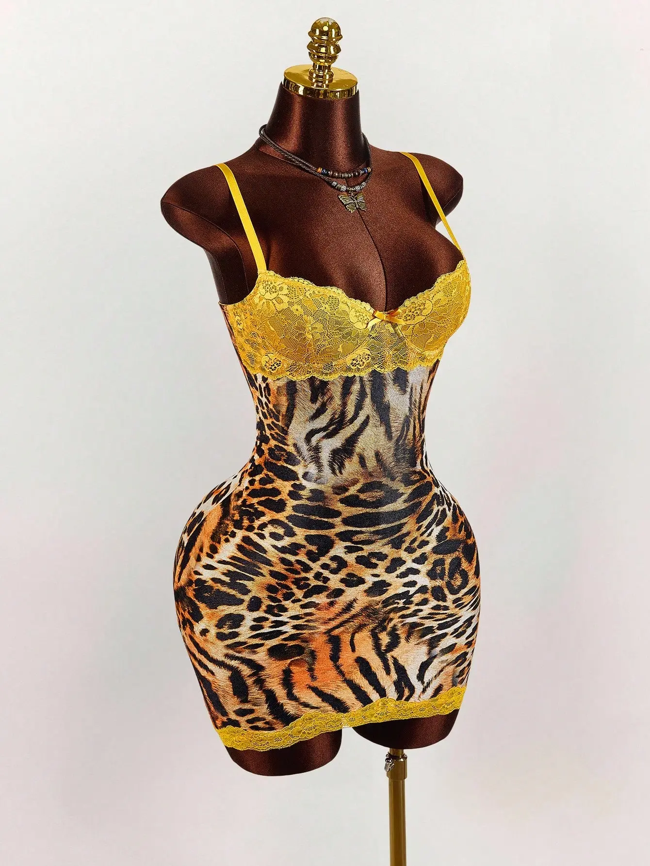 Women's Y2K Leopard Print Party Yellow Bodycon Mini Dress Sleeveless Going Out Party Dresses