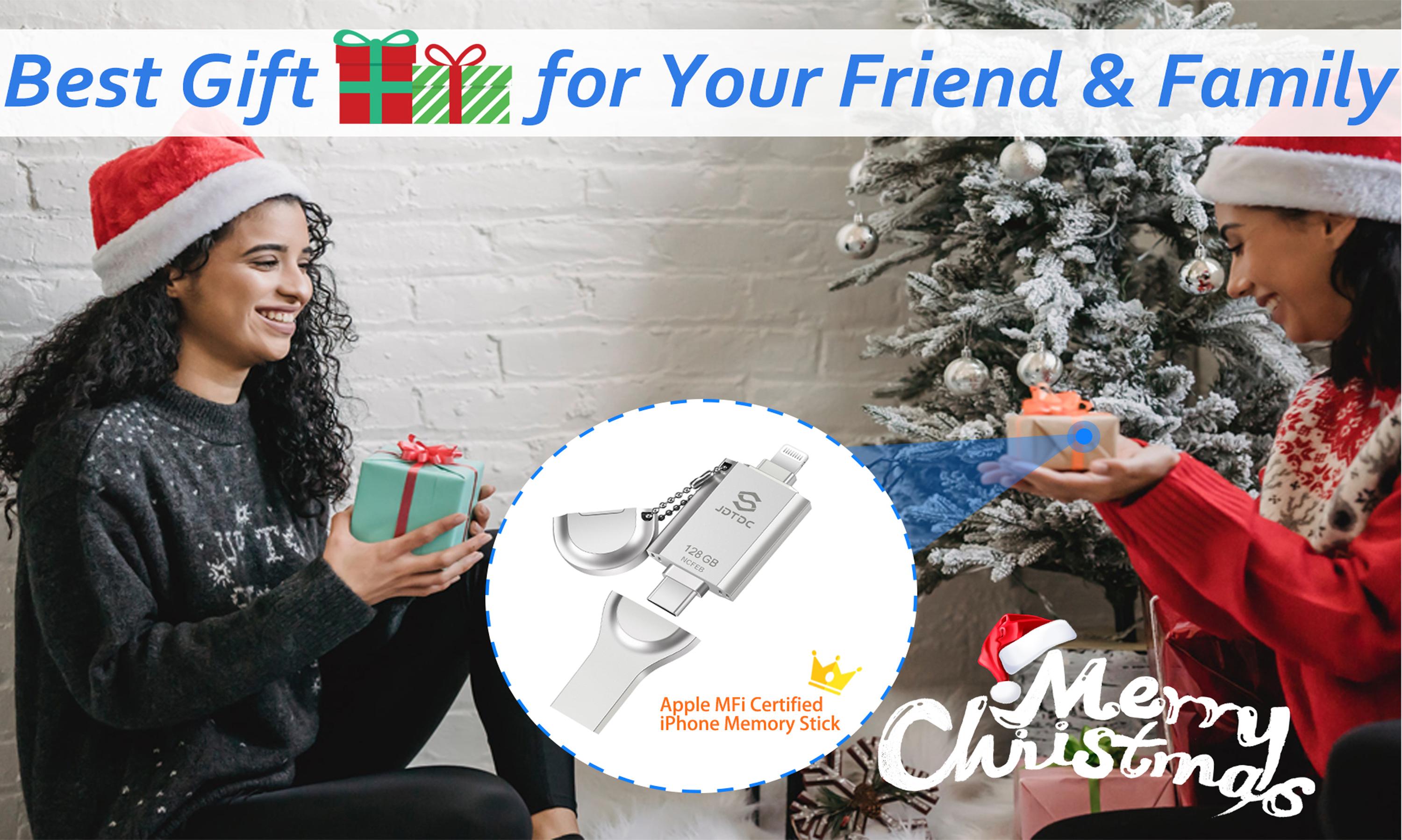 JSL JDTDC Apple MFi Certified Flash Drive, One-Click Backup for Photos Videos and Files, 3-in-1 usb flash drive, Compatible with Phones Tablets and Computers