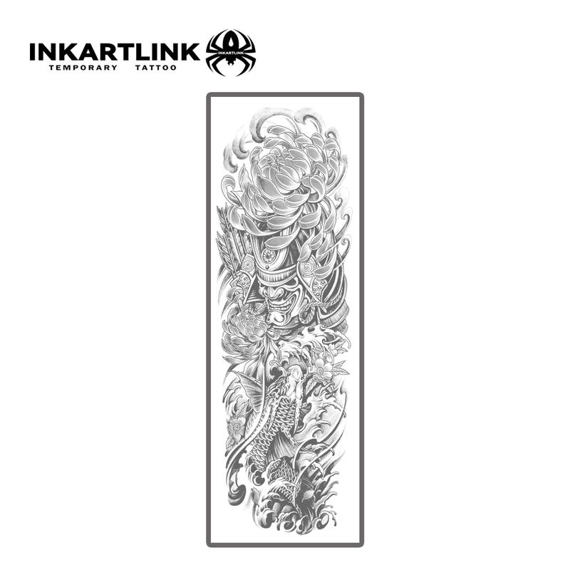 INKARTLINK Tattoo Tech, 2 Sheets Semi-Permanent Temporary Tattoos ,Sleeve Tattoo Design 6,Adult Art Design,Lasts 1-2 Weeks, Waterproof, Realistic Look, No Adhesive, No Reflection,For Man And Woman,Ideal for Swimming, Party