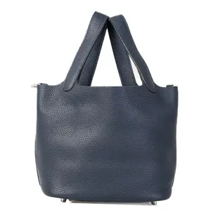 Pre-owned HERMÈS Leather Tote Bags Hermes Picotin 18 PM Blue Nuit Clemence H26020941