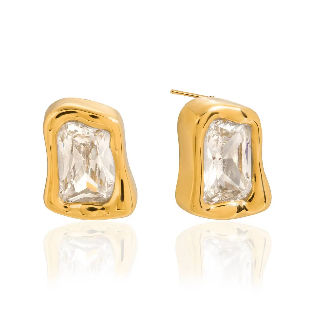 Melted Solitaire Stud Earrings Water Resistant