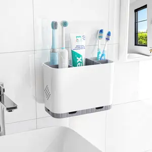 5-Slot Detachable Toothbrush Holder Wall Mounted & Countertop Organizer for Kids Electric Toothbrushes