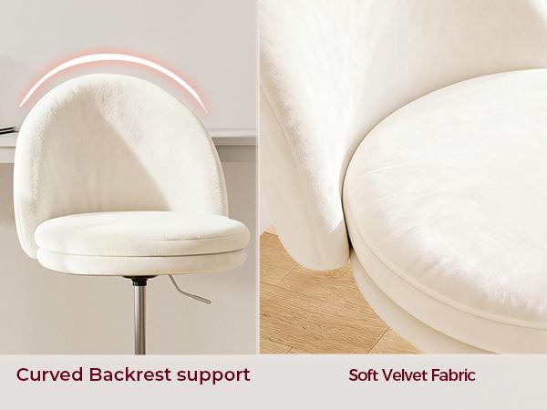 COMHOMA Vanity Chair with Velvet Fabric, Small Tall Armless Chair with Back, Cute Candy Chair for Girls Gift Living Room/Makeup Room/Bedroom/Kitchen (Height Use: Adjustable from Desk to Bar Height)