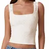 QINSEN Women's Lace Trim Square Neck Sleeveless Double-Layer Tank Top