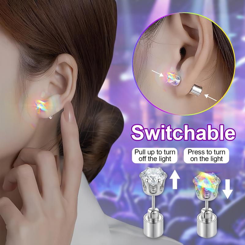 SGGUI LED Earrings,1 Pair Glowing Diamond Crown Pendant Earring for Women and Men,Unisex LED Studs Earrings Party Flashing Blinking Stainless Steel Earring -  Gifts for Women Men Girlfriend Boyfriend