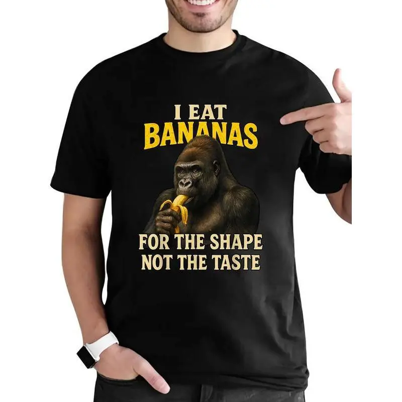 Women's Funny Graphic T-Shirt - "I Eat Bananas" Casual Tee in Soft Cotton, Lightweight Short Sleeve Top, Machine Washable, Solid, Funny T Shirt