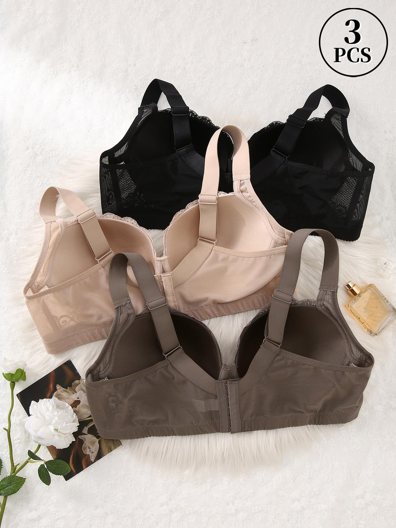 Mimilemon 2PC  Plus Size Lace Push up Bra Comfort Padded Underwire Smoothing Wide Strap Full Coverage Minimizer T-shirt Bra Elegance Chic Womenswear Everyday Everyday Everyday