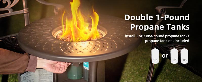 BALI OUTDOORS Propane Fire Pit Outside, Portable Double 1LB Propane Outdoor Fire Pit Black, Round Fire Pit Table Patio #springtok