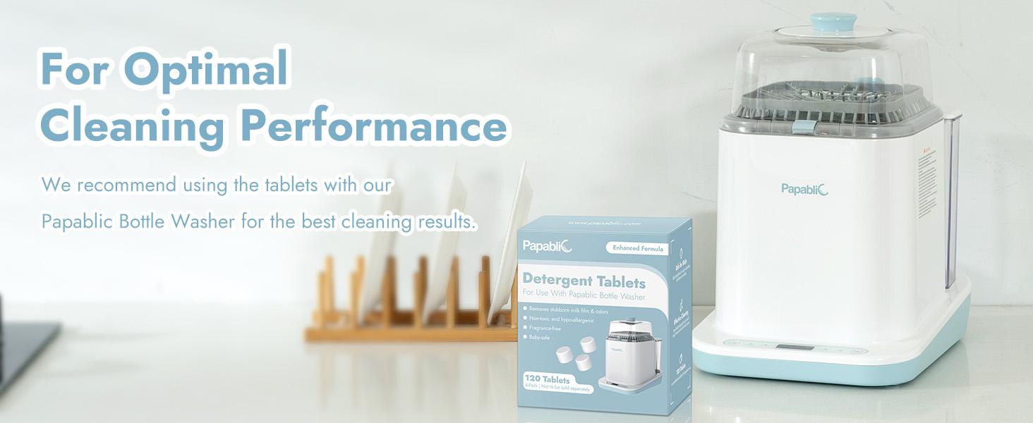 Papablic 120Pcs Baby Bottle Washing Tablets for Momcozy GROWSY Baby Brezza Ultra Concentrated Safe Formula Detergent Tablets Compatible with All Brands - Milk Residue