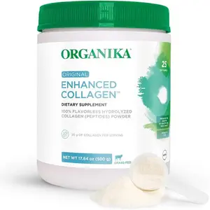 Organika Enhanced Hydrolyzed Collagen Peptides Powder – Grass-Fed Collagen for Skin, Hair, Nails, Joints & Gut Support, Unflavored, Keto & Non-GMO, 1.1 lb