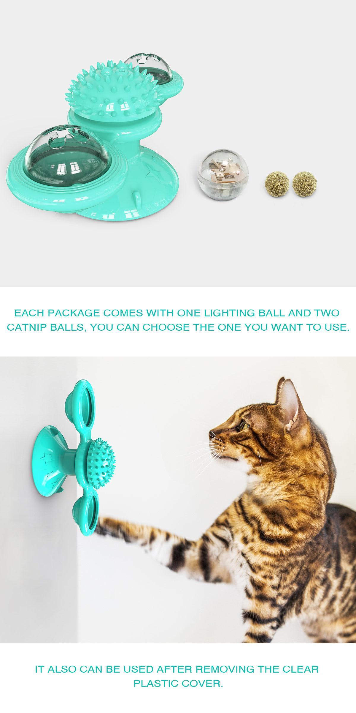 New Windmill Cat Toys Fidget Spinner for Kitten with LED and Catnip Ball