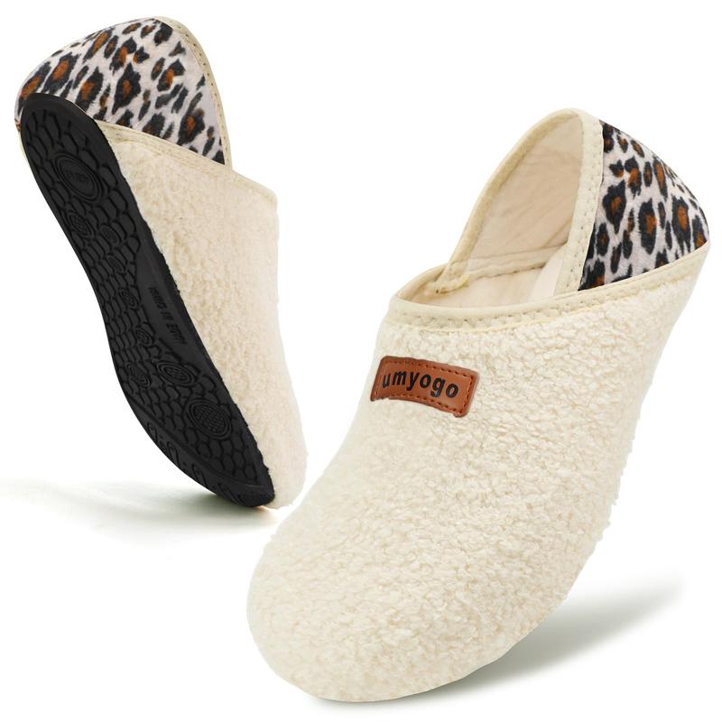 House Slippers For Woman Women's Fuzzy Fur Slippers Casual Non Slip Barefoot Slipper Socks Warm Closed Back Indoor Outdoor Shoes