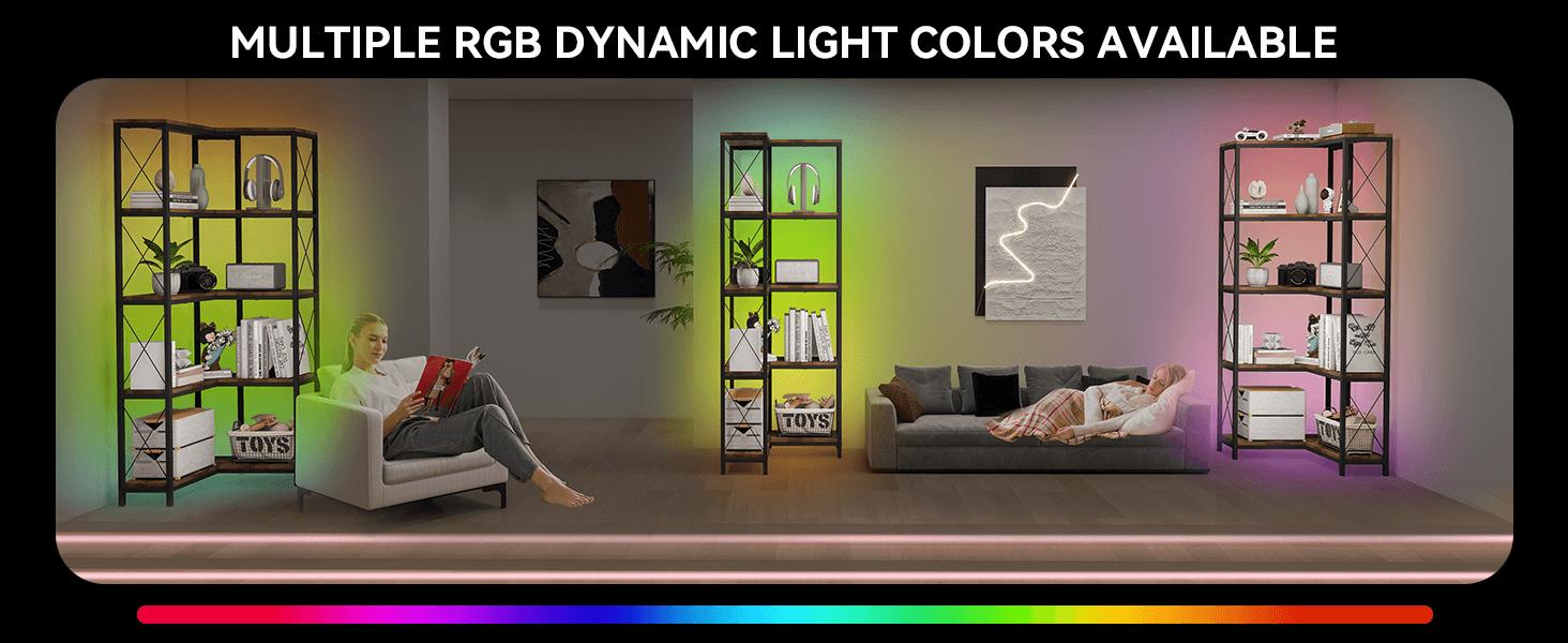 Corner Bookshelf, 5 Tier Industrial Style Design Corner Shelf with Metal Frame and Open Shelves for Living Room, Bedroom, Study, Black  IF153