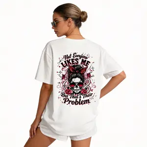 Not Everyone Likes Me Tee Edgy Skull Graphic T-Shirt Bold Gothic Fashion Perfect Gift for Strong & Confident Women StreetwearStyle Retro Vintage Y2k Women Graphic Tees 100% Pure Cotton Comfortable Top - Womenswear