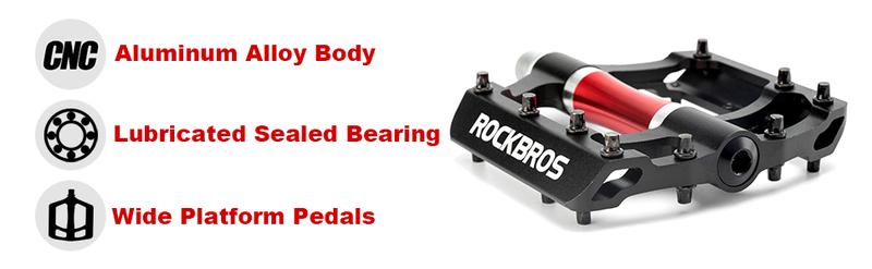 ROCKBROS MTB Pedals Platform Bike Pedal Aluminum 9/16" Bike Pedal Non-Slip Lightweight Flat Pedals for BMX Road Mountain Bikes