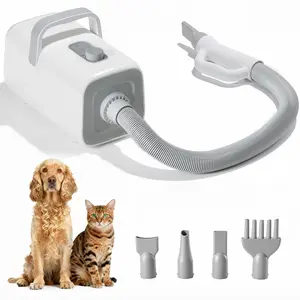 Blower Pet Hair Dryer with Adjustable Wind Speed & Heater Temperature, High Velocity Large Dog Hair Grooming Blower, 4 Nozzles, 6.5ft Cord for Dog Hair Force Blower