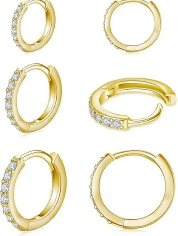 Valentine's day 18K Gold Plated Hypoallergenic Copper Hoop Earrings Set with Cubic Zirconia for Cartilage & Snug Pierced Ears Comfortable Wear Versatile   Fashion Jewelry Gift for Holiday Haul Christmas Birthdays Anniversaries