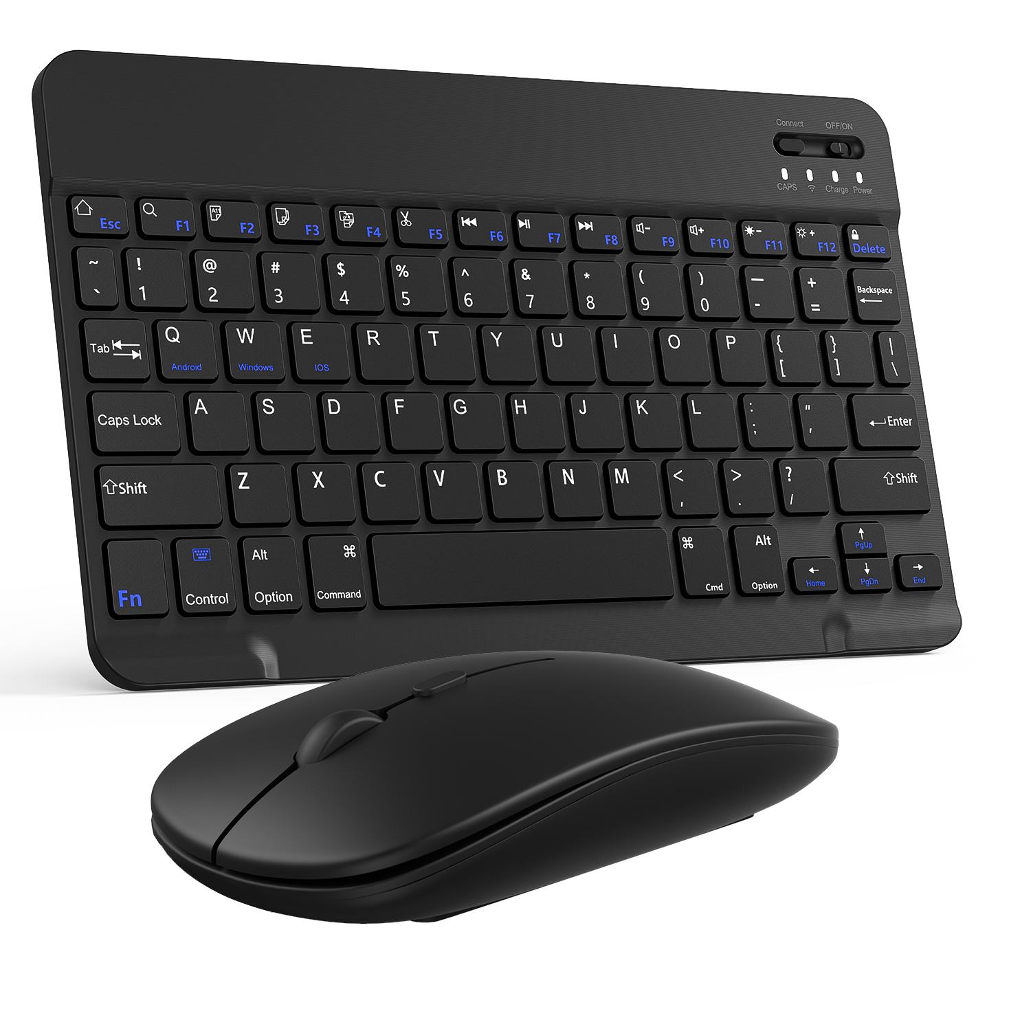 Quiet Wireless Bluetooth Keyboard & Mouse Combo, Rechargeable Slim Silent Keyboard, Single Mode Bluetooth Mouse, Compatible with iOS Android Windows Laptops Tablets Computers, Ideal for Home Office & Back-to-School Gift for Men Women
