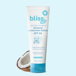 Bliss Baby Sunscreen, Premium SPF 50 Sunscreen Mineral Lotion, Natural Zinc Oxide, Hypoallergenic, Non-toxic, Water-Resistant, Vegan, Sensitive Skin - For Babies, Toddlers, Kids & Whole Family