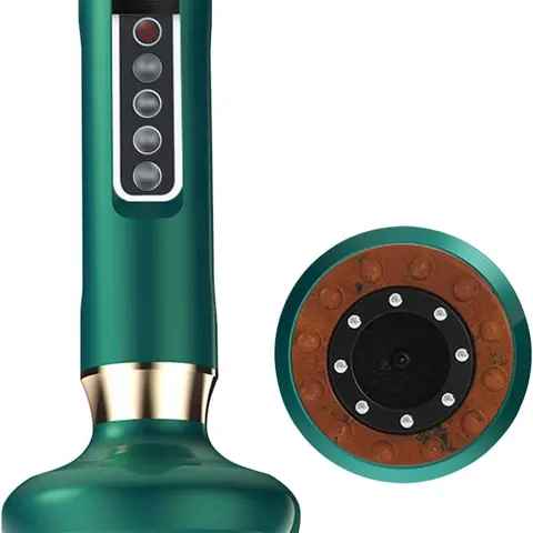 Battery-Powered Portable Muscle Massager with Handle - 4-in-1 Cordless Electric Cupping Therapy Cup, LED Light Heating, Vacuum Suction, Gua Sha Scraping, Neck Shoulder Relaxer for Low Back Pain Relief, Adult Personal Care Device