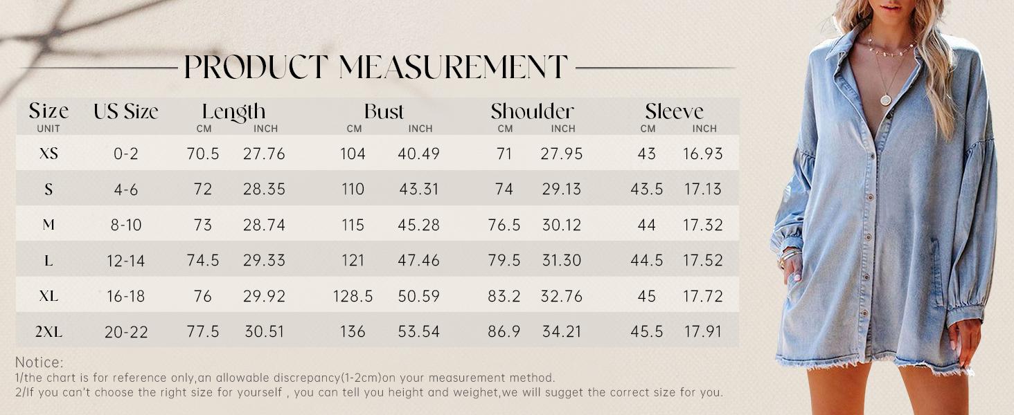 Women's Oversized Distressed Denim Button-Down Shirt Tunic Dress: Flowy Mini Jean Dress with Pockets SpringStatements