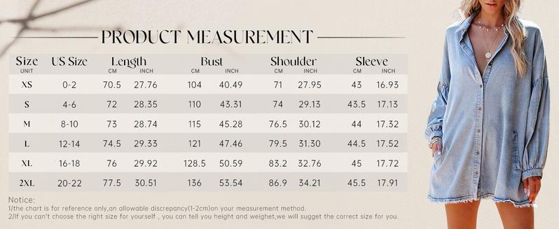 Women's Oversized Distressed Denim Button-Down Shirt Tunic Dress: Flowy Mini Jean Dress with Pockets