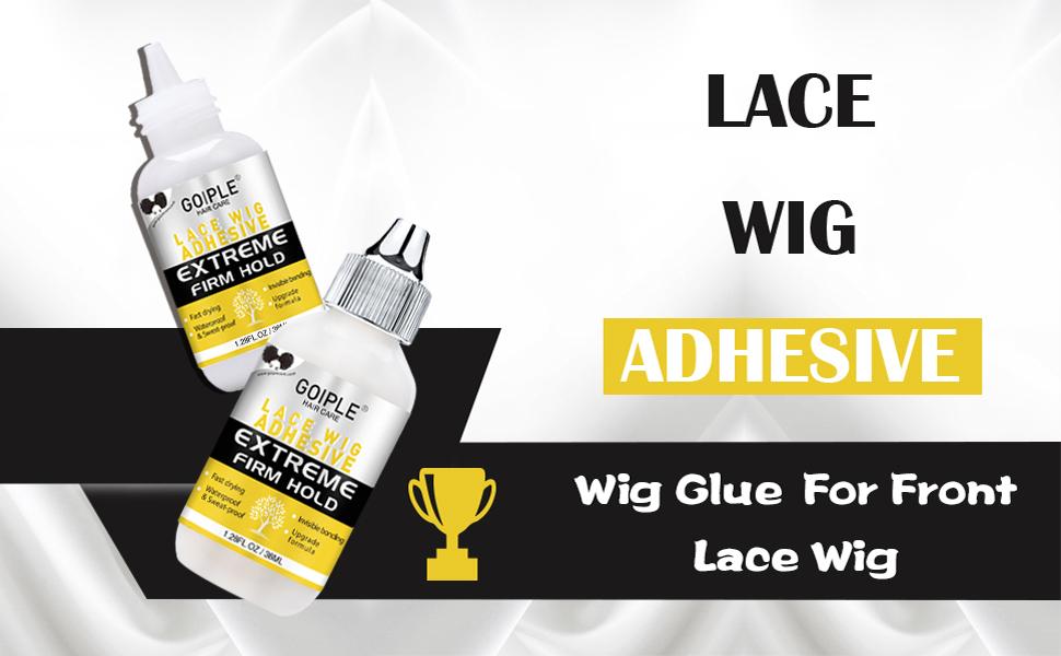 Goiple Lace Front Wig Glue - Waterproof Wig Adhesive for Lace Wigs Strong Hold and fast drying, natural and invisible Transparent Glue for Hair Replacement 1.28 fl oz