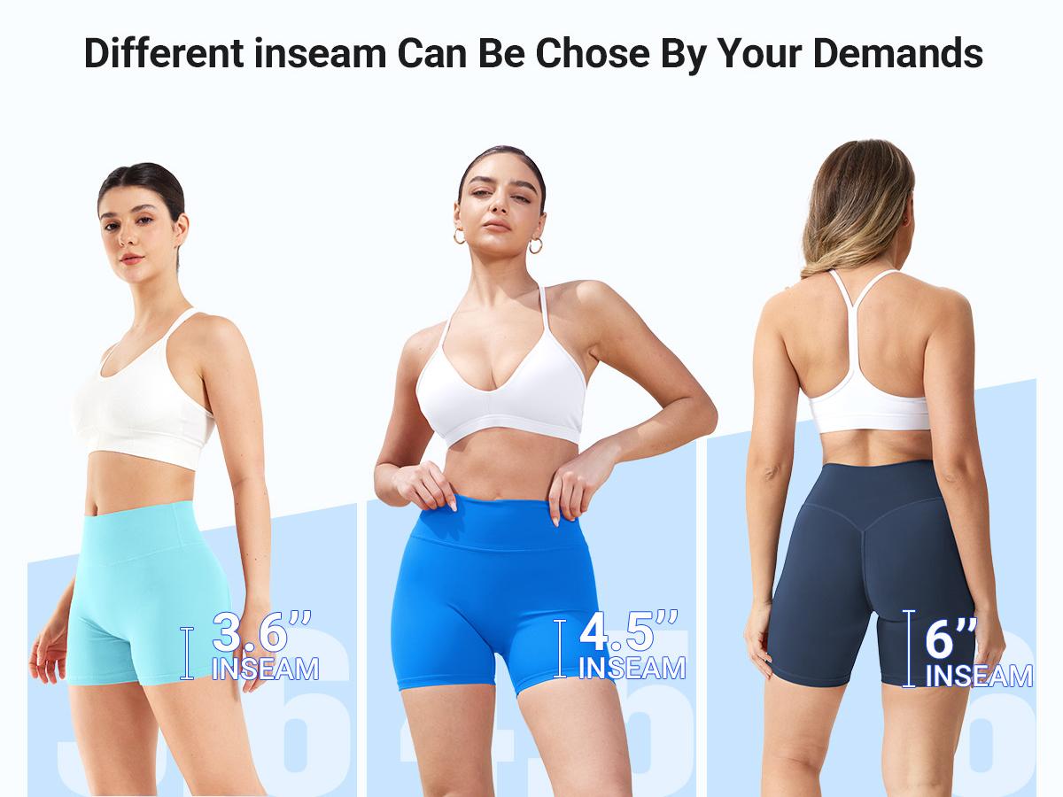 YEOREO Women's Biker Shorts 4.5" Workout Gym Shorts Craze High Waist Tummy Control Hidden Scrunch Running Yoga impact