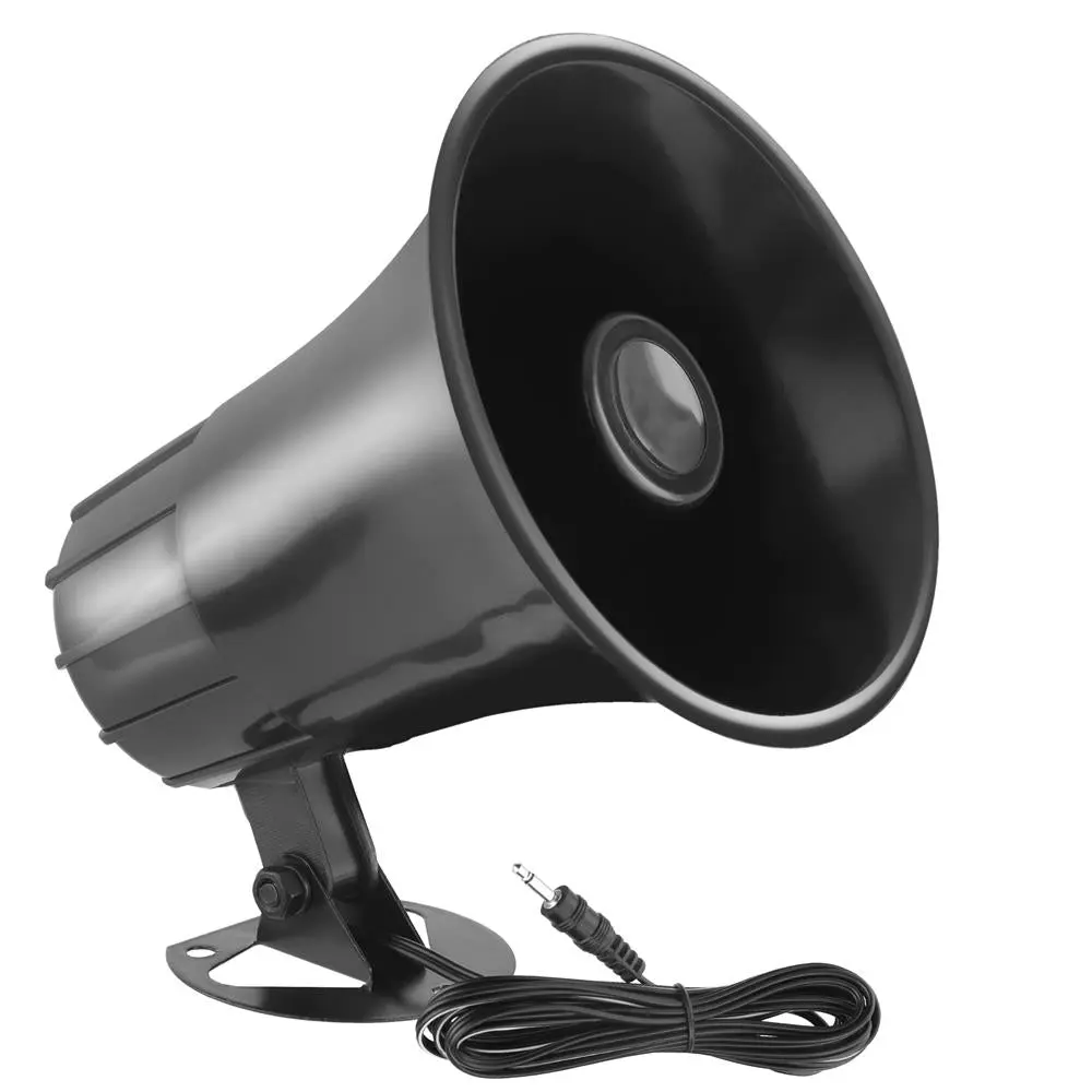 Portable Party Speaker - All-Weather ABS Plastic Audio Device, 5 in Horn, 25W Peak Power, Adjustable Swivel Mount Bracket, Corded 3.5 mm Jack Connection, Single Unit Outdoor Music Setup